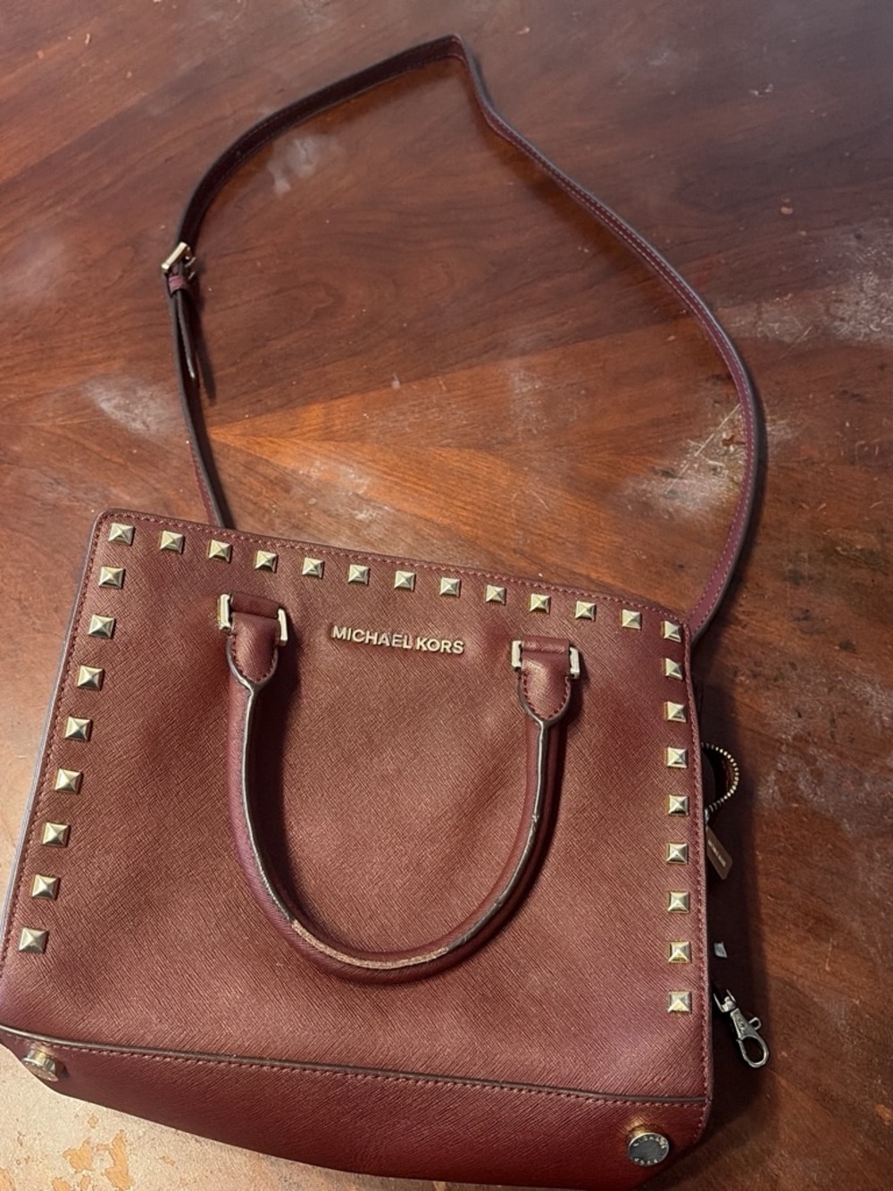Michael Kors Sandrine Stud Large Satchel Red